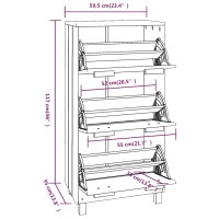 vidaXL Schuhschrank HAMAR Wei&szlig; 59,5x35x117 cm Massivholz Kiefer