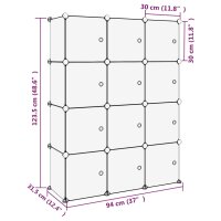 vidaXL Regalsystem mit 12 W&uuml;rfeln und T&uuml;ren Transparent PP