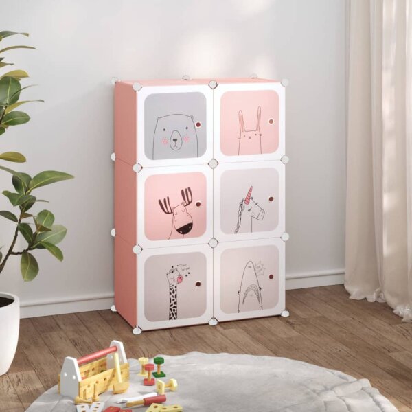 vidaXL Kinderschrank Modular mit 6 W&uuml;rfeln Rosa PP