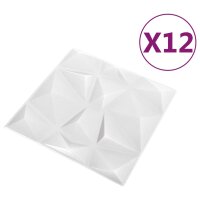 vidaXL 3D-Wandpaneele 12 Stk. 50x50 cm Diamant Grau 3...