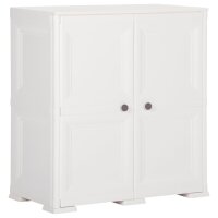 vidaXL Kunststoffschrank 79x43x85,5 cm Holzdesign Angora-Wei&szlig;