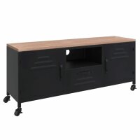 vidaXL TV-Schrank Schwarz 110x30x43 cm Eisen und Massivholz Tanne