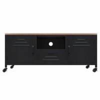 vidaXL TV-Schrank Schwarz 110x30x43 cm Eisen und Massivholz Tanne