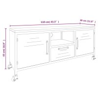 vidaXL TV-Schrank Schwarz 110x30x43 cm Eisen und Massivholz Tanne