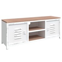 vidaXL TV-Schrank Wei&szlig; 110x30x40 cm Eisen und Massivholz Tanne