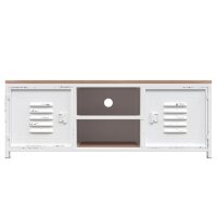 vidaXL TV-Schrank Wei&szlig; 110x30x40 cm Eisen und Massivholz Tanne