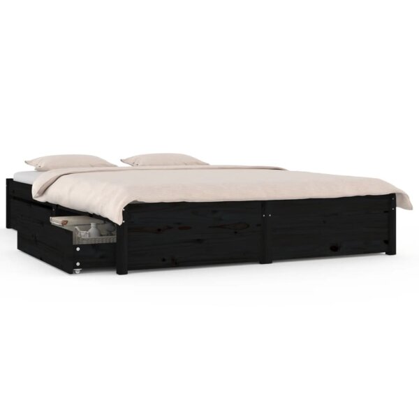 vidaXL Bett mit Schubladen Schwarz 120x190 cm 4FT Small Double