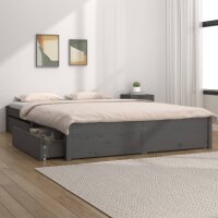 vidaXL Bett mit Schubladen Grau 150x200 cm 5FT King Size