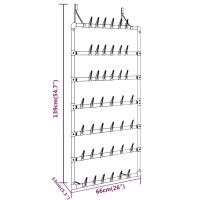 vidaXL H&auml;ngender Schuhe-Organizer Silbern 66x13x139 cm