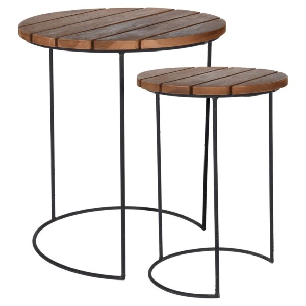 Home&amp;Styling 2-tlg. Beistelltisch-Set Teak Braun