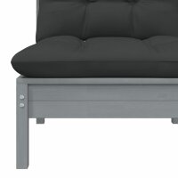 vidaXL 2-Sitzer-Gartensofa mit Kissen Grau Massivholz Kiefer