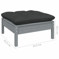 vidaXL 2-Sitzer-Gartensofa mit Kissen Grau Massivholz Kiefer