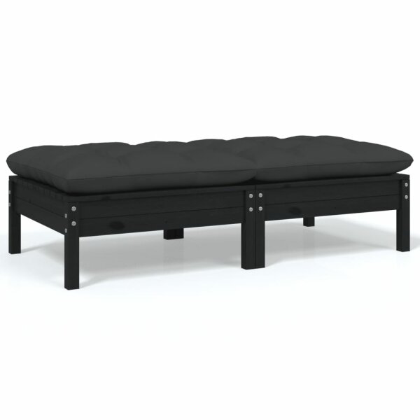 vidaXL 2-Sitzer-Gartensofa mit Kissen Schwarz Massivholz Kiefer