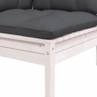 vidaXL 3-tlg. Garten-Lounge-Set mit Kissen Weiß Kiefer Massivholz