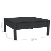 vidaXL 3-tlg. Garten-Lounge-Set mit Kissen Schwarz Kiefer Massivholz