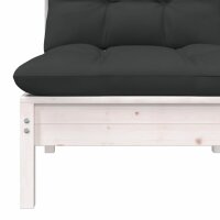 vidaXL 3-tlg. Garten-Lounge-Set mit Kissen Wei&szlig; Kiefer Massivholz