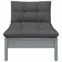 vidaXL 3-tlg. Garten-Lounge-Set mit Kissen Grau Kiefer Massivholz