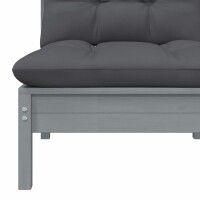 vidaXL 3-tlg. Garten-Lounge-Set mit Kissen Grau Kiefer Massivholz