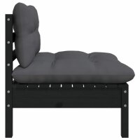 vidaXL 3-tlg. Garten-Lounge-Set mit Kissen Schwarz Kiefer Massivholz