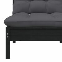 vidaXL 3-tlg. Garten-Lounge-Set mit Kissen Schwarz Kiefer Massivholz