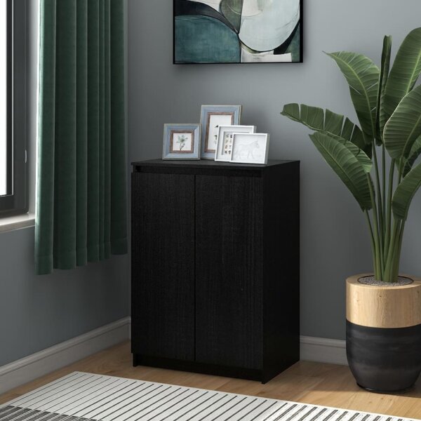 vidaXL Sideboard Schwarz 60x36x84 cm Massivholz Kiefer