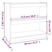 vidaXL B&uuml;cherregal Raumteiler Schwarz 80x30x71,5 cm Massivholz Kiefer