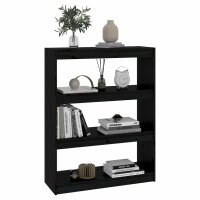 vidaXL B&uuml;cherregal Raumteiler Schwarz 80x30x103,5 cm Massivholz Kiefer