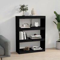 vidaXL B&uuml;cherregal Raumteiler Schwarz 80x30x103,5 cm Massivholz Kiefer