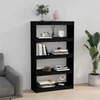 vidaXL B&uuml;cherregal Raumteiler Schwarz 80x30x135,5 cm Massivholz Kiefer