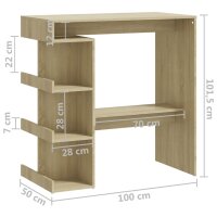 vidaXL Bartisch mit Regal Sonoma-Eiche 100x50x101,5 cm Holzwerkstoff