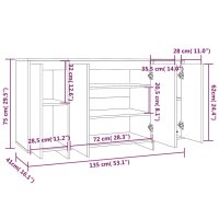 vidaXL Sideboard Betongrau 135x41x75 cm Holzwerkstoff