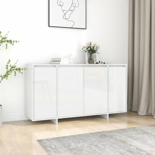 vidaXL Sideboard Hochglanz-Wei&szlig; 135x41x75 cm Holzwerkstoff