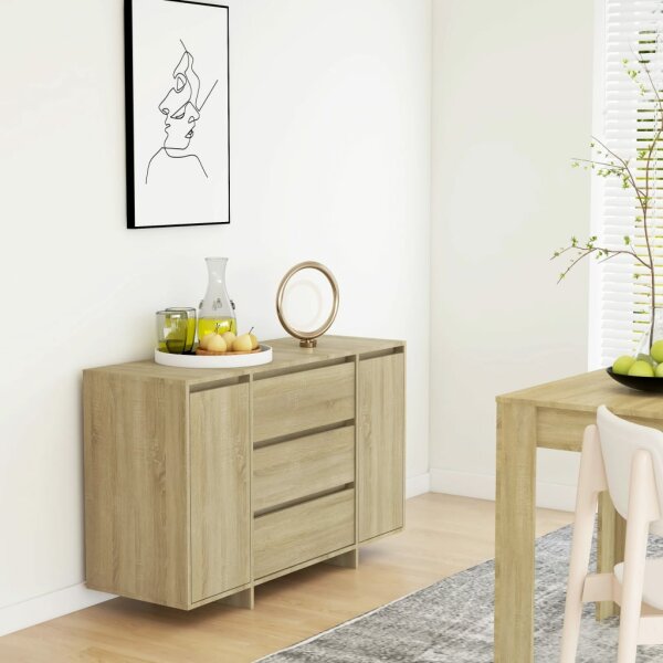 vidaXL Sideboard 3 Schubladen Sonoma-Eiche 120x41x75 cm Holzwerkstoff