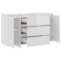 vidaXL Sideboard 3 Schubladen Hochglanz-Wei&szlig; 120x41x75cm Holzwerkstoff