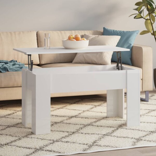 vidaXL Couchtisch Hochglanz-Wei&szlig; 101x49x52 cm Holzwerkstoff