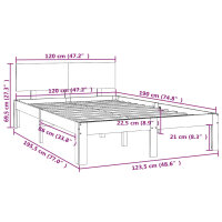 vidaXL Massivholzbett Schwarz 120x190 cm 4FT Small Double