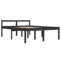 vidaXL Massivholzbett Schwarz Kiefer 135x190 cm 4FT6 Double