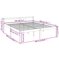 vidaXL Massivholzbett Honigbraun Kiefer 200x200 cm