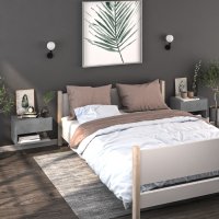 vidaXL Wand-Nachttische 2 Stk. Betongrau Holzwerkstoff