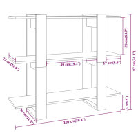 vidaXL B&uuml;cherregal/Raumteiler Hochglanz-Wei&szlig; 100x30x87 cm