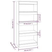 vidaXL Bücherregal/Raumteiler Weiß 60x30x135 cm Holzwerkstoff