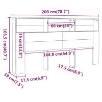 vidaXL Kopfteil mit Ablagen Sonoma-Eiche 200x19x103,5 cm