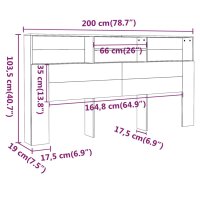 vidaXL Kopfteil mit Ablagen Hochglanz-Wei&szlig; 200x19x103,5 cm