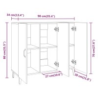 vidaXL Sideboard Hochglanz-Wei&szlig; 90x34x80 cm Holzwerkstoff