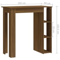 vidaXL Bartisch mit Regal Braun Eiche 102x50x103,5 cm Holzwerkstoff