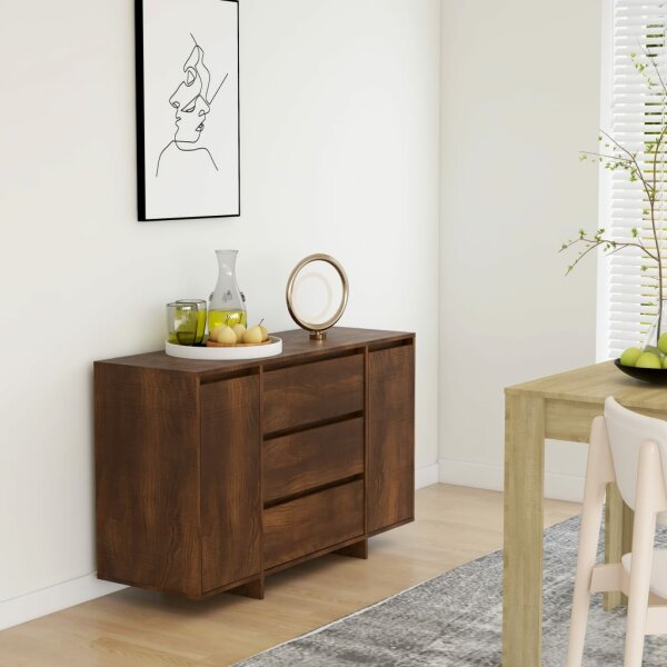 vidaXL Sideboard mit 3 Schubladen Braun Eiche 120x41x75 cm