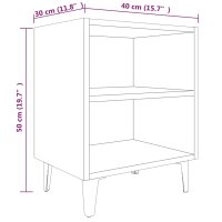 vidaXL Nachttisch mit Metallbeinen Grau Sonoma 40x30x50 cm