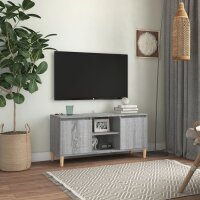 vidaXL TV-Schrank mit Massivholz-Beinen Grau Sonoma...