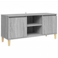 vidaXL TV-Schrank mit Massivholz-Beinen Grau Sonoma...