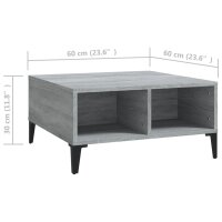 vidaXL Couchtisch Grau Sonoma 60x60x30 cm Holzwerkstoff